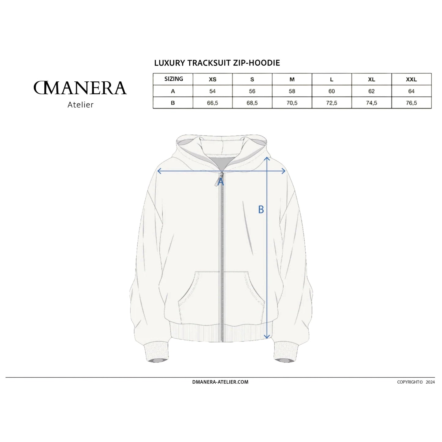 Luxury Tracksuit Zip Hoodie Navy Blue - DMANERA Atelier