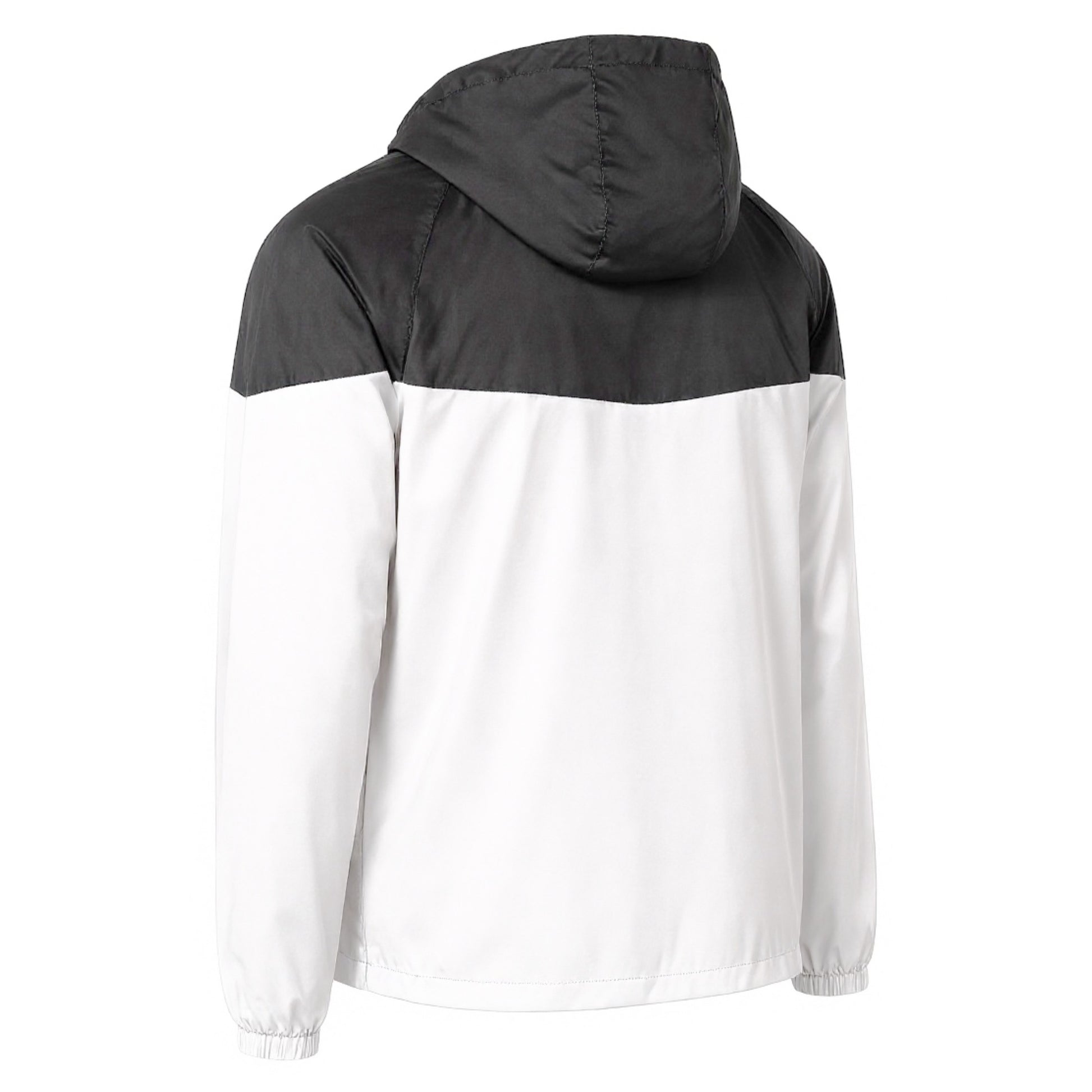 Zweifarbige Herrenjacke mit Kapuze in Weiß und Schwarz, DMANERA Atelier Kollektion