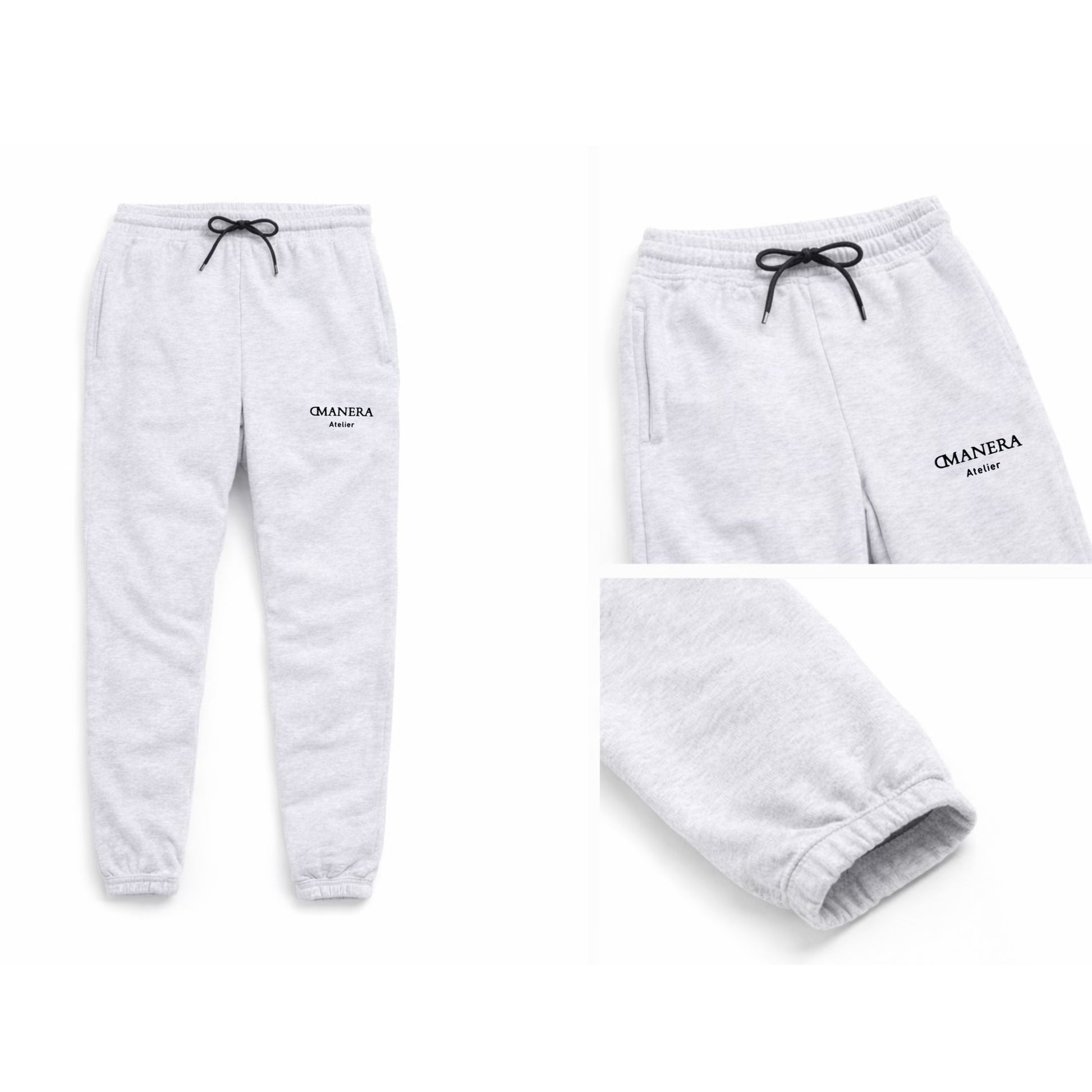 Graue Jogginghose mit elastischem Bund, Kordelzug und Seitentaschen, minimalistisch, hochqualitativ
