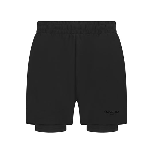 Double Layer Training Short All Black - DMANERA Atelier