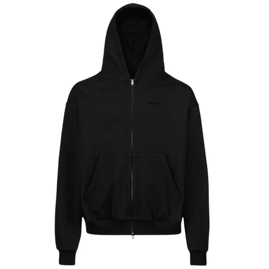 Luxury Tracksuit Zip Hoodie Black - DMANERA Atelier