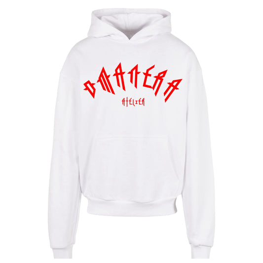 Oversize Hoodie White/Red - DMANERA Atelier